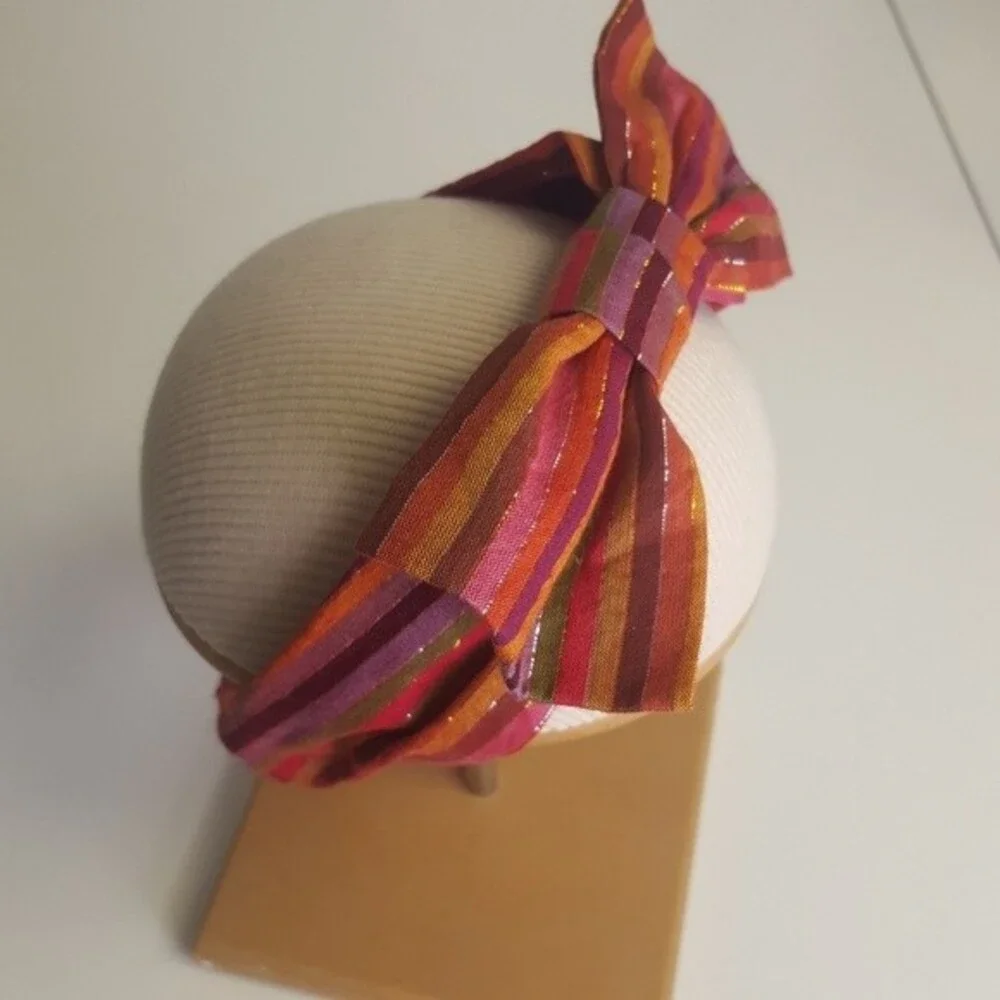 Gymboree Fall Gold Metallic Stripe Baby Bow